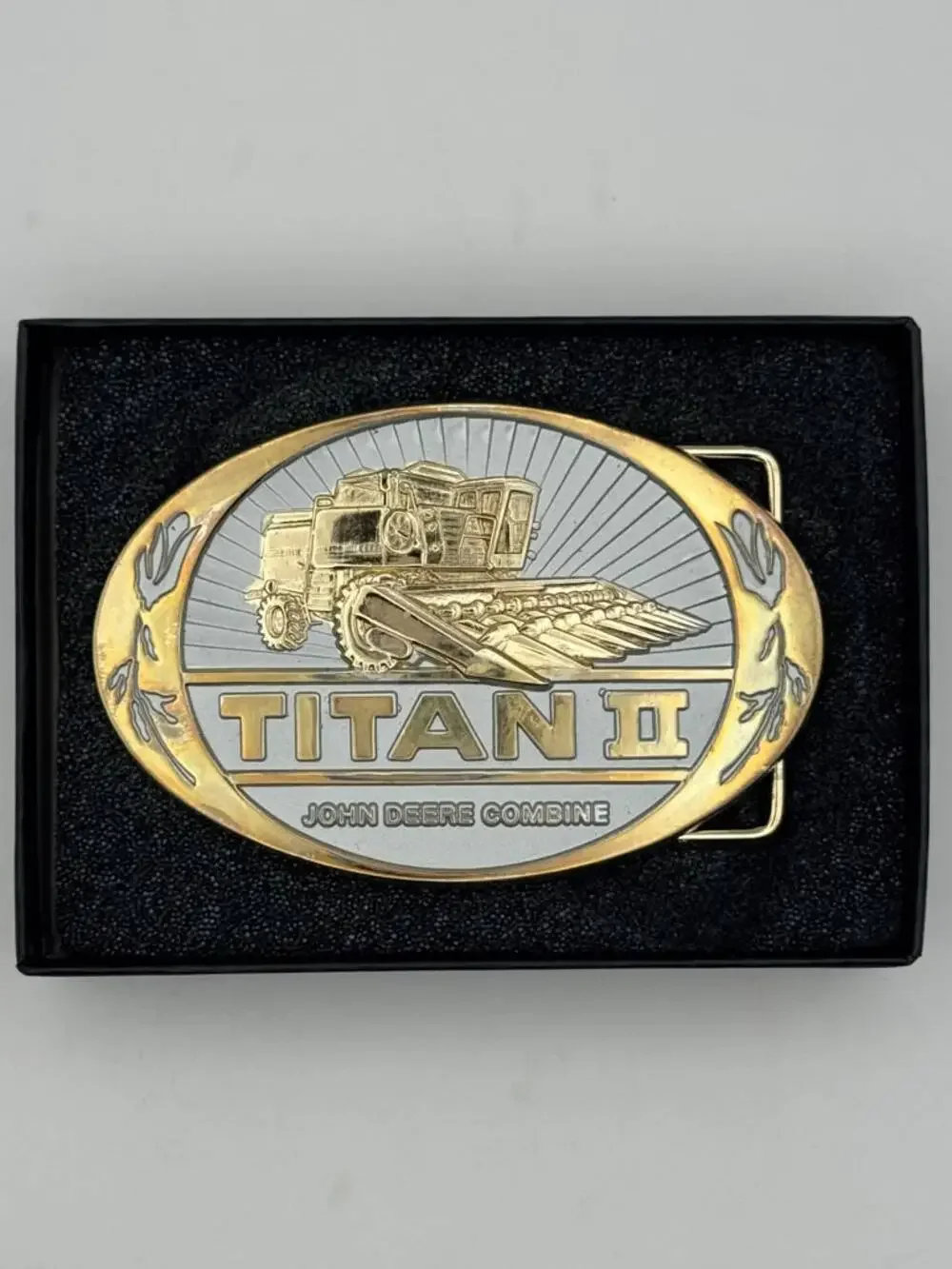 John Deere Titan II Combine Belt Buckle Combine Harvester Motif Oval Western